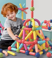 Premium Magnetic Building Sticks Educational Toy – 64 Pieces